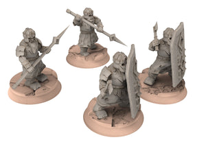 Dwarves - 12 Modular warriors, The Dwarfs of The Mountains, for Lotr, Khurzluk Miniature