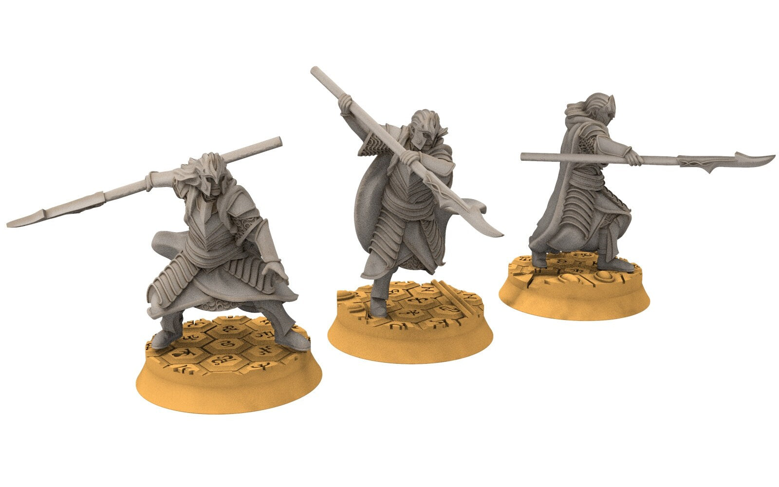 Rivandall - Bloody Elven King Guard spears, Last Hight elves from the West, Middle rings Davales miniatures pour wargame D&D, SDA...