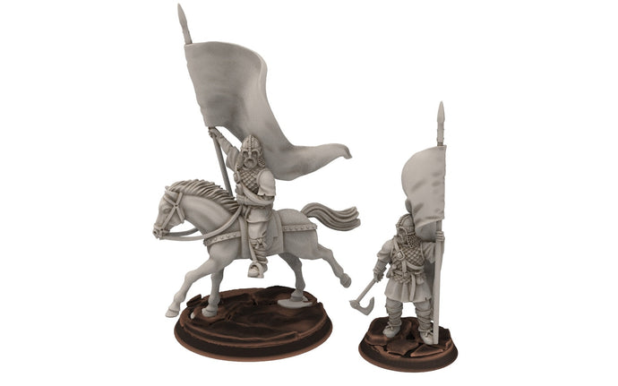 Rohan - Riders of Warhorses Banner, Knight of Rohan, the Horse-lords, rider of the mark, minis for wargame D&D, Lotr...