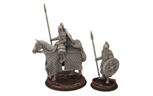 Charger l&#39;image dans la galerie, Rohan - King guards Huscarl Mounted + foot Bodyguard, Knight of Rohan, the Horse-lords, rider of the mark, minis for wargame D&amp;D, Lotr...
