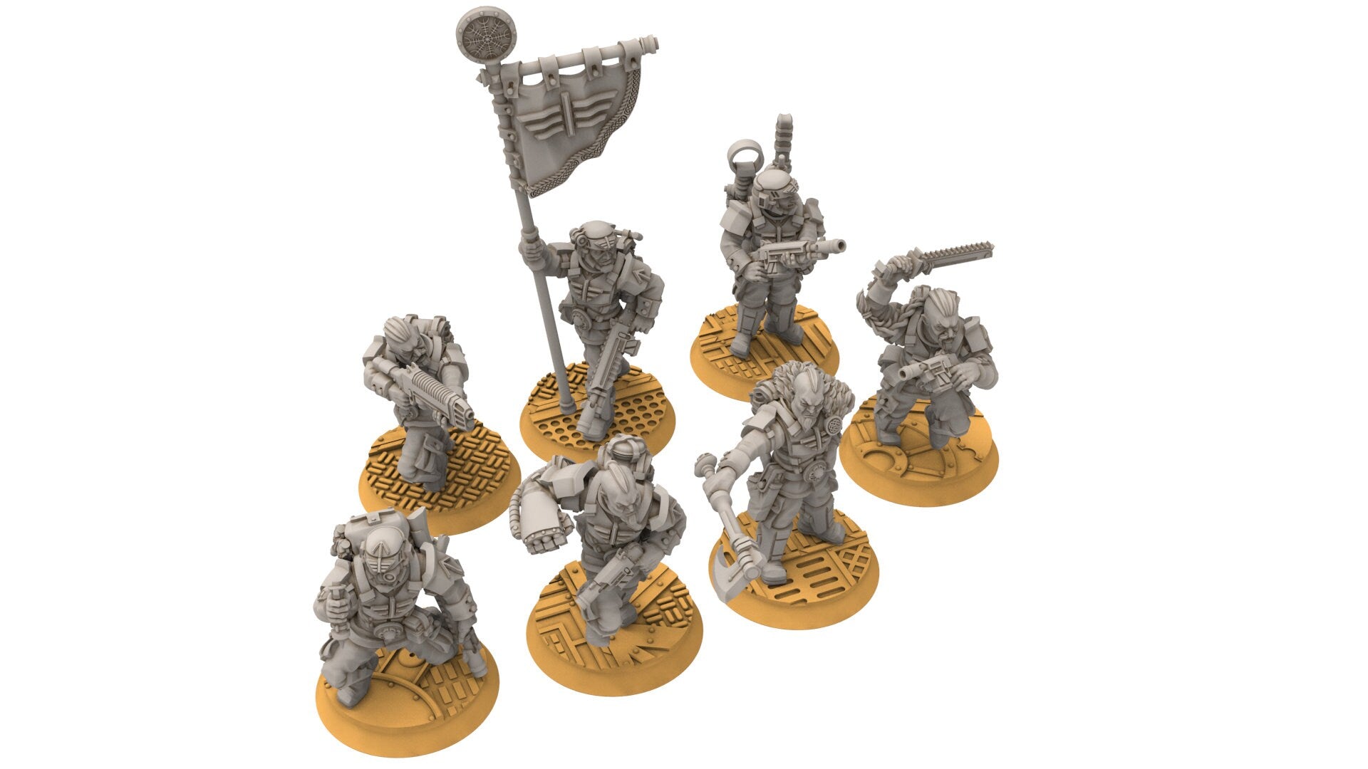 Rundsgaard - Command Squad and Officers, imperial infantry, post-apocalyptic empire, usable for tabletop wargame.