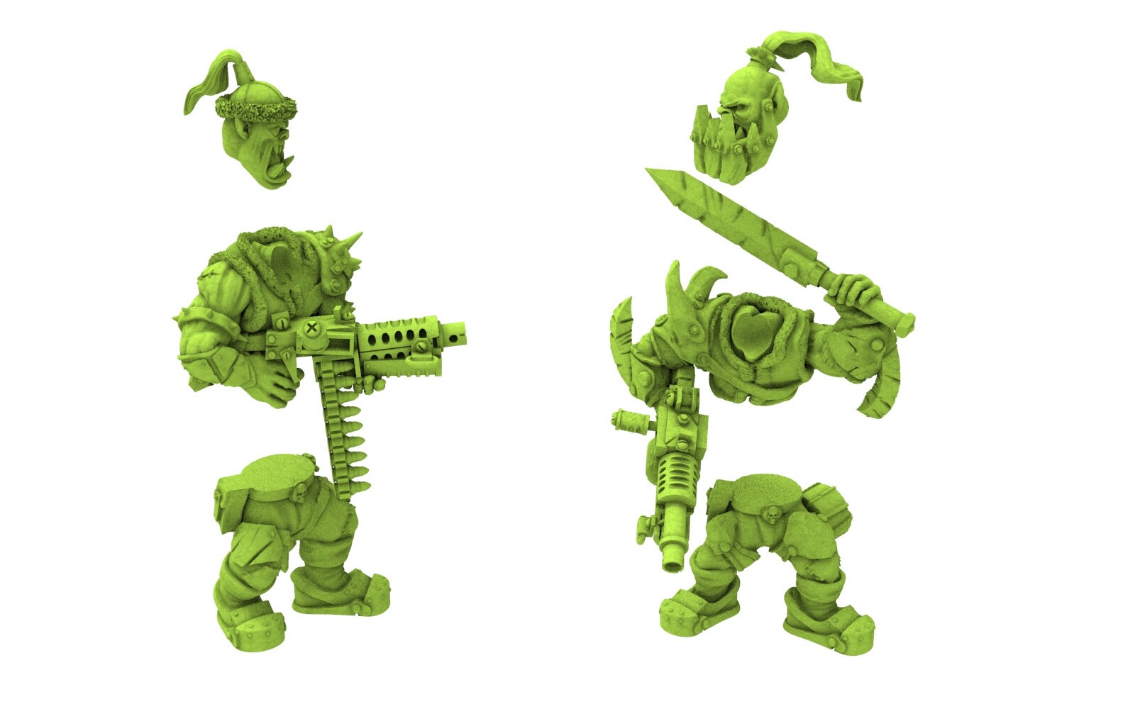 Green Skin - Savage Orc Warboyz from iceland planet green-skinned Warbands Modular Kit heads torso legs GGW