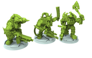 Green Skin - Savage Orc Warboyz from iceland planet green-skinned Warbands Modular Kit heads torso legs GGW