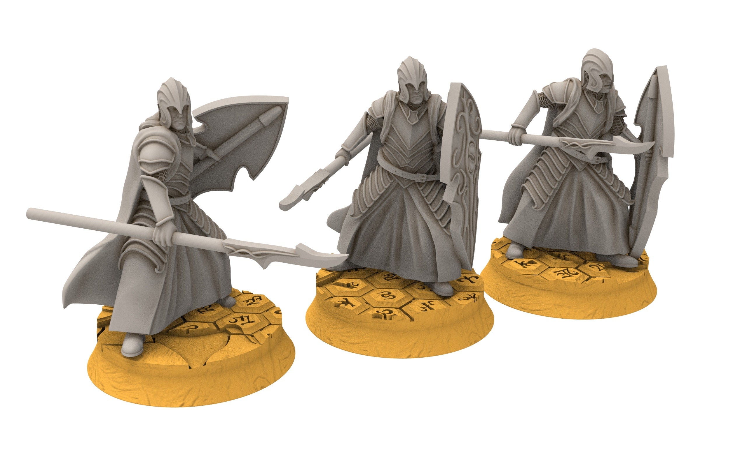 Rivandall - Bloody elves with spear and shield, Last Hight elves from the West, Middle rings Davales miniatures pour wargame D&D, SDA...