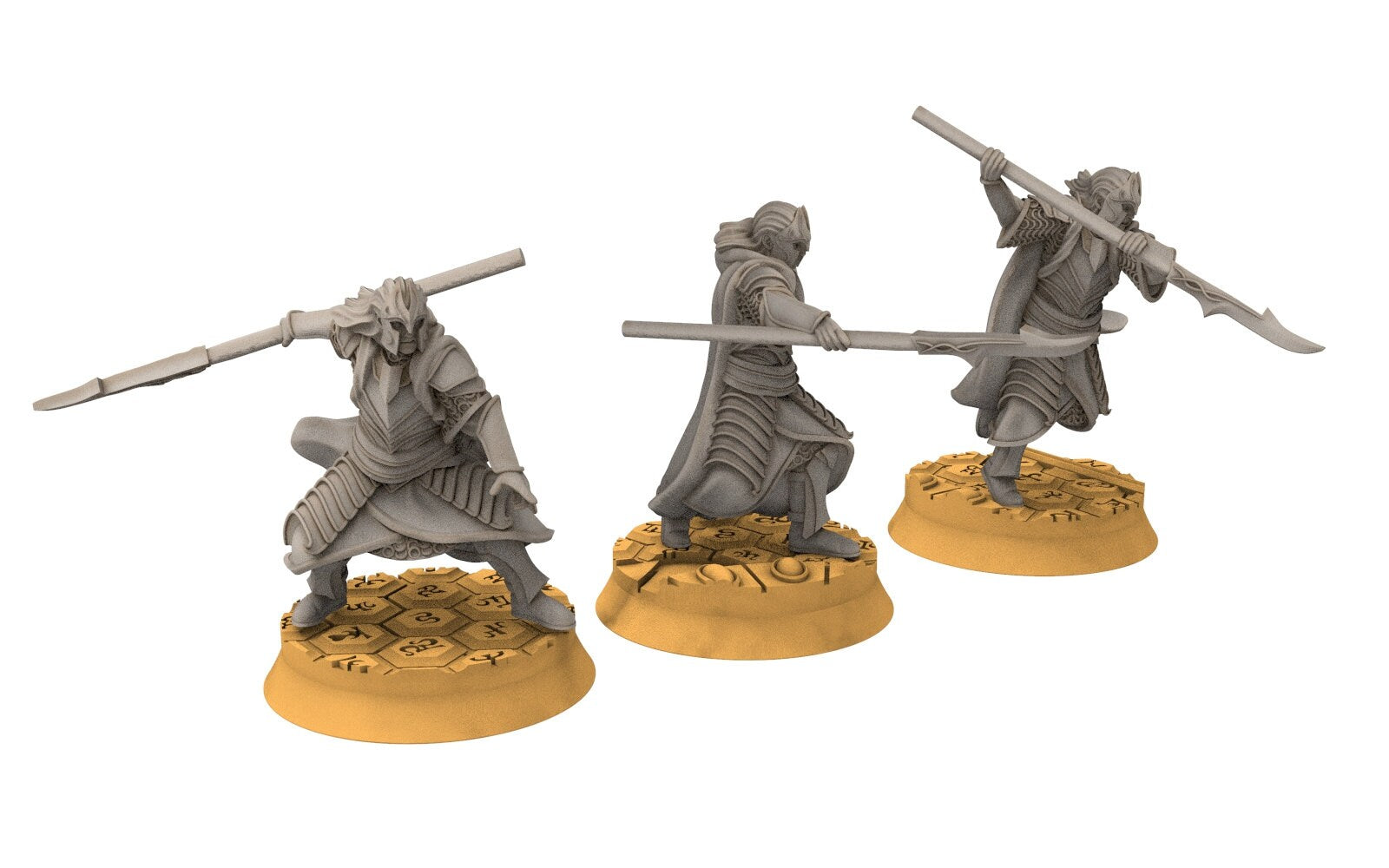 Rivandall - Bloody Elven King Guard spears, Last Hight elves from the West, Middle rings Davales miniatures pour wargame D&D, SDA...