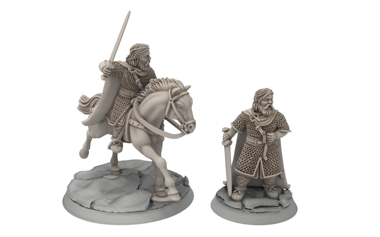 Rohan - King guards Huscarls Captain, Knight of Rohan, the Horse-lords, rider of the mark, minis for wargame D&D, Lotr...