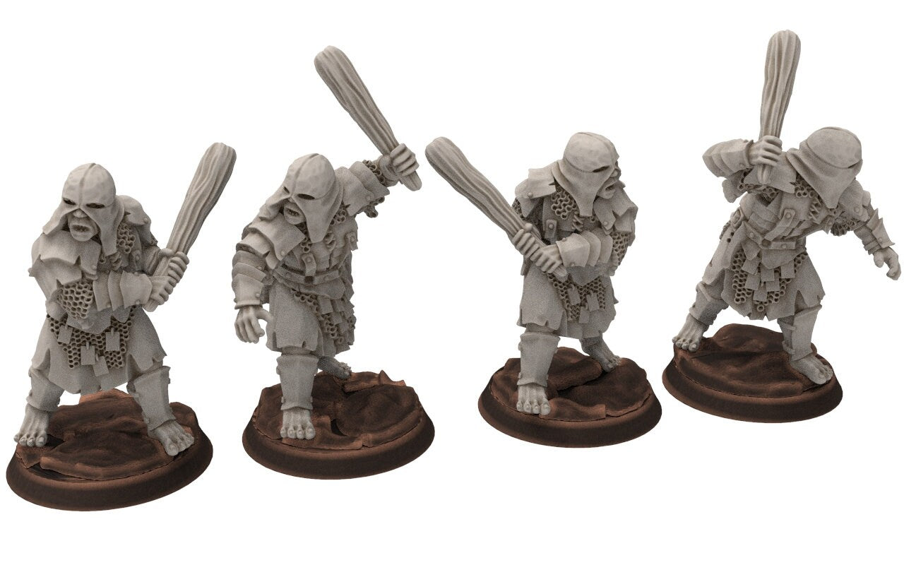 Orcs horde - Half troll infantry, Orc warriors warband, Middle rings miniatures for wargame D&D, Lotr... Medbury miniatures