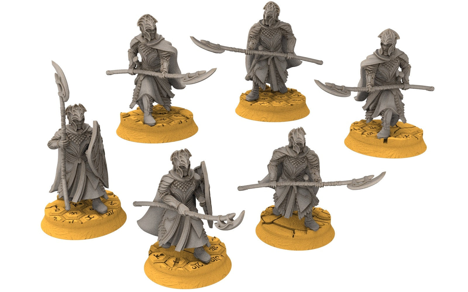 Darkwood - Rivandall - Heavy spearmens Elven Warriors, Modular heads shields, Middle rings miniatures for wargame D&D, Lotr...