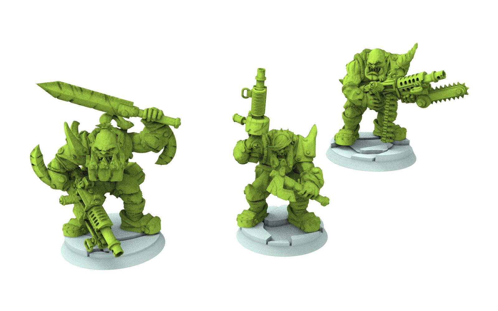 Green Skin - Savage Orc Warboyz from iceland planet green-skinned Warbands Modular Kit heads torso legs GGW