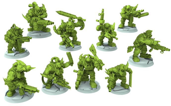 Green Skin - Savage Orc Warboyz from iceland planet green-skinned Warbands Modular Kit heads torso legs GGW