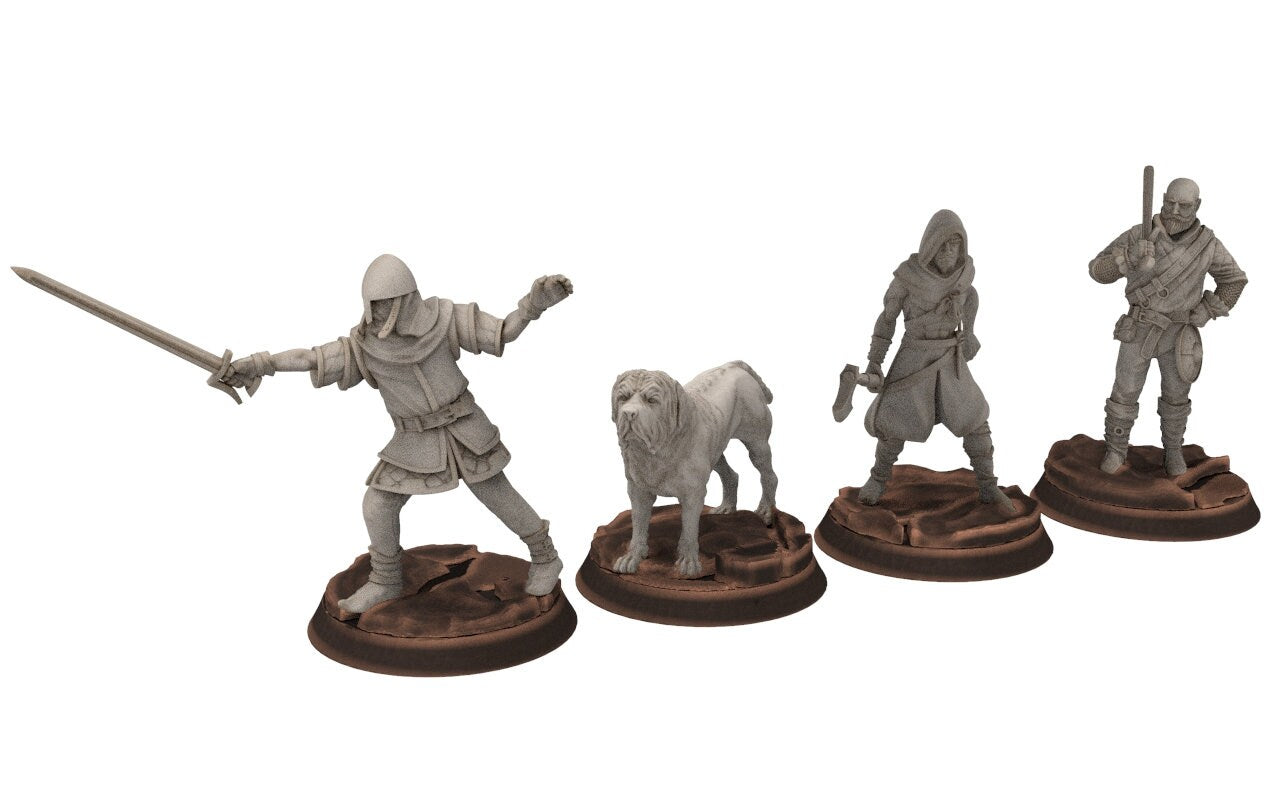 Ruffians - Bandit camp fire tent bad encounter, Thief of the woods warband, scouring Middle rings miniature for wargame D&D, Lotr, Medbury 