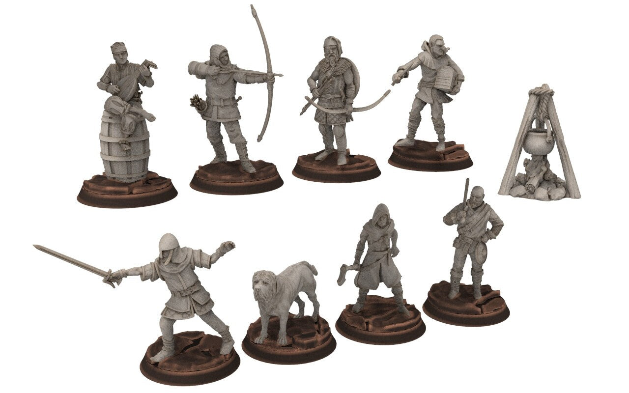 Ruffians - Bandit camp fire tent bad encounter, Thief of the woods warband, scouring Middle rings miniature for wargame D&D, Lotr, Medbury 