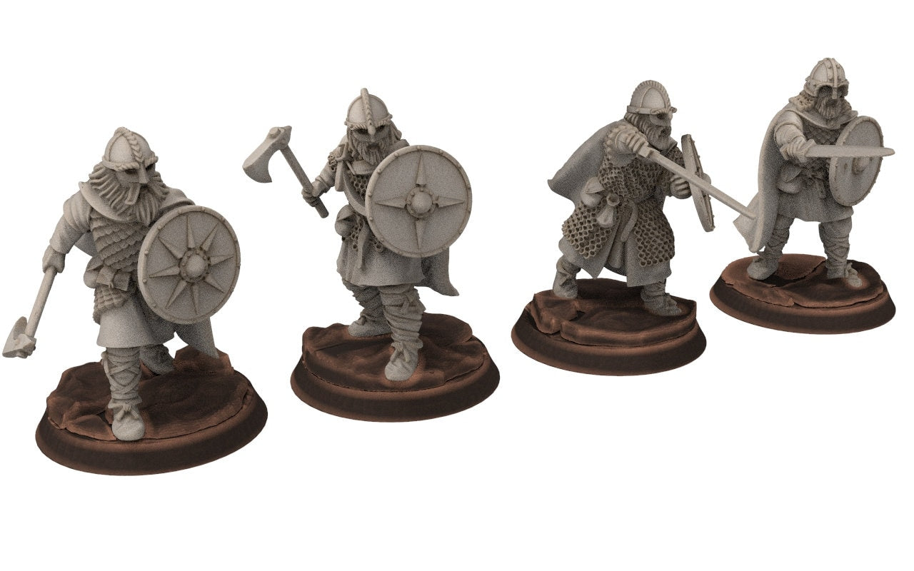 Wildmen - Wildmen heavy infantry with shields, Dun warriors warband, Middle rings miniatures for wargame D&D, Lotr... Medbury miniatures