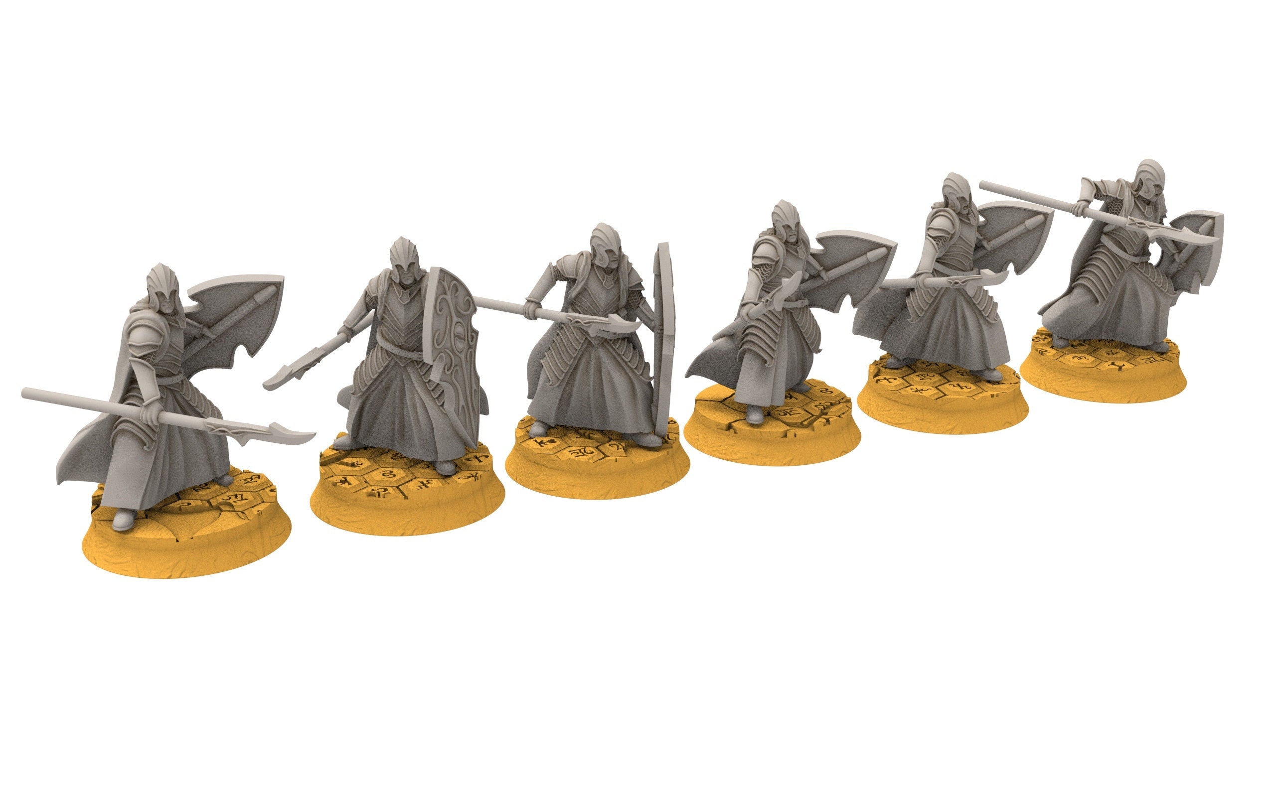 Rivandall - Bloody elves with spear and shield, Last Hight elves from the West, Middle rings Davales miniatures pour wargame D&D, SDA...