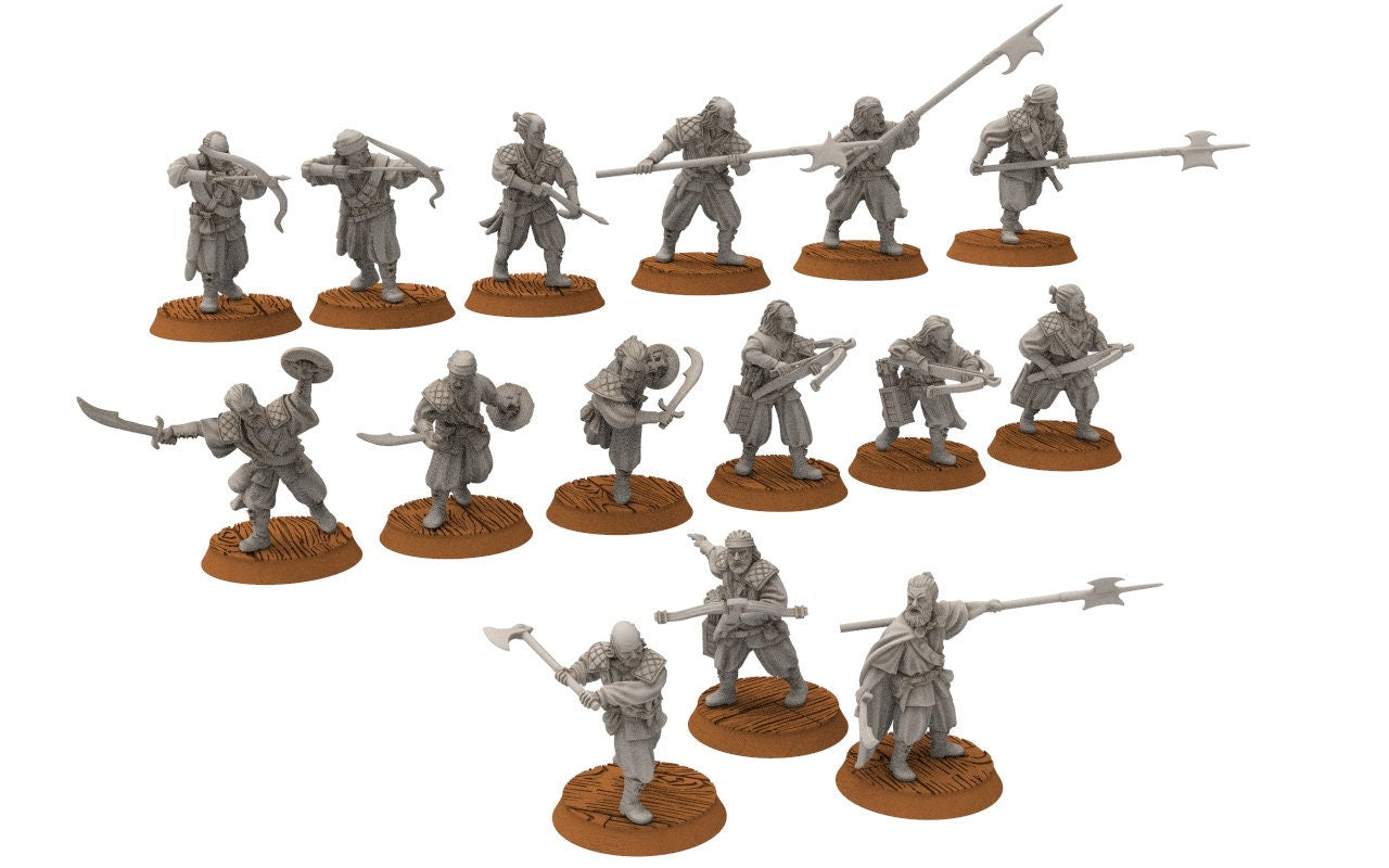 Corsairs - Pirate Bowmen, immortals fell dark humans, port corsairs Harad Bedouin Arabs Sarazins miniatures for wargame D&D, Lotr...