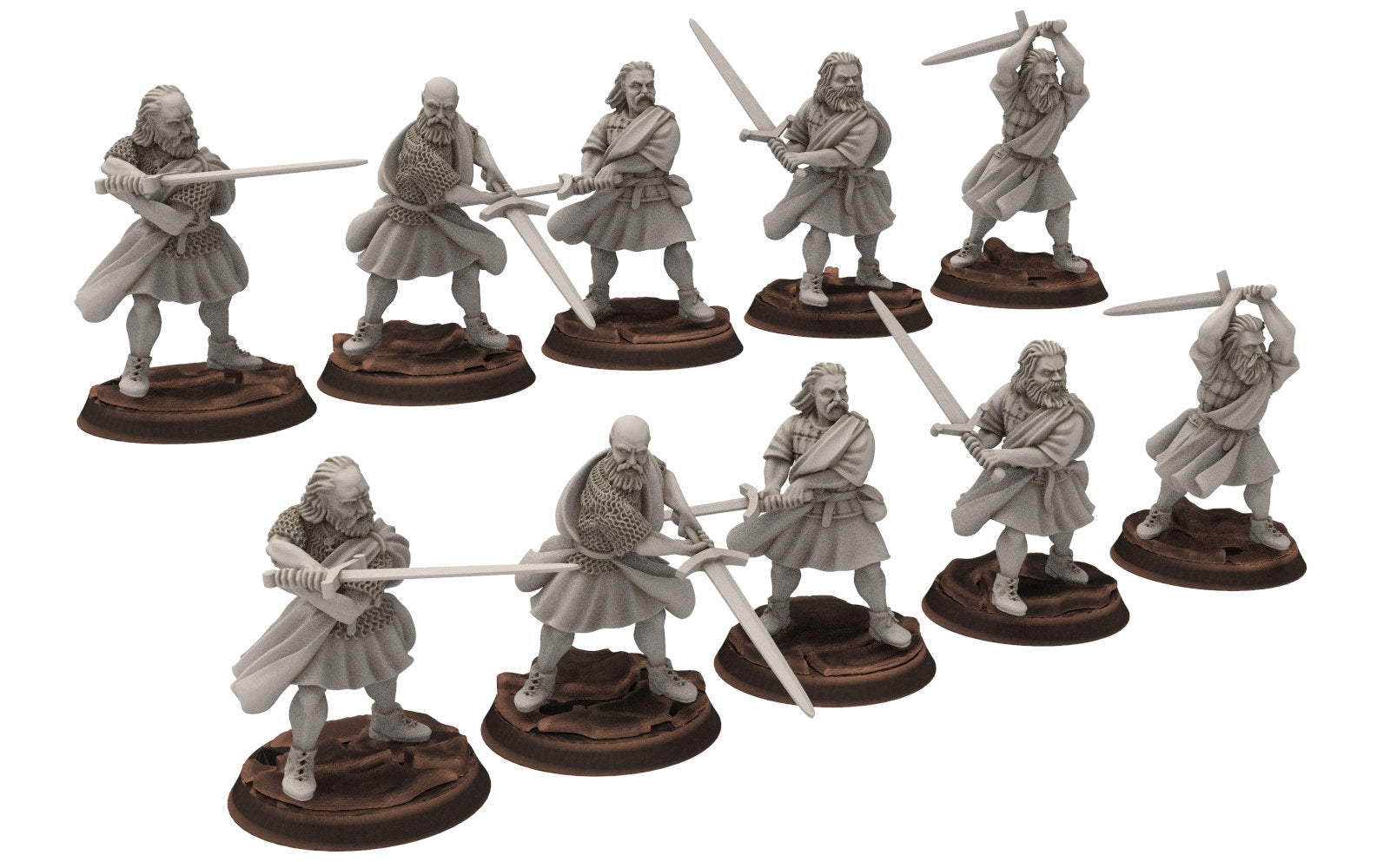 Gandor - Fief levy clansmen Flashing Warrior Leader highlander, minis for wargame D&D, Lotr... Medbury miniatures