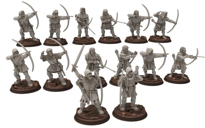 Ruffians - Bowmen archers infantry, Thief of the woods warband, scouring Middle rings miniatures for wargame D&D, Lotr... Medbury miniatures