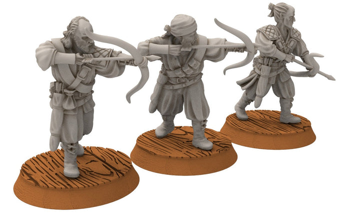Corsairs - Pirate Bowmen, immortals fell dark humans, port corsairs Harad Bedouin Arabs Sarazins miniatures for wargame D&D, Lotr...