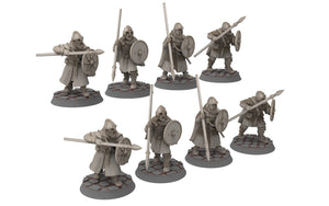Wildmen - Wildmen heavy infantry with spears, Dun warriors warband, Middle rings miniatures for wargame D&D, Lotr... Medbury miniatures