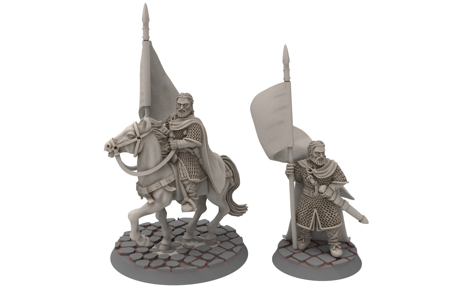 Rohan - Riders of Warhorses Banner King guards, Knight of Rohan, the Horse-lords, rider of the mark, minis for wargame D&D, Lotr...