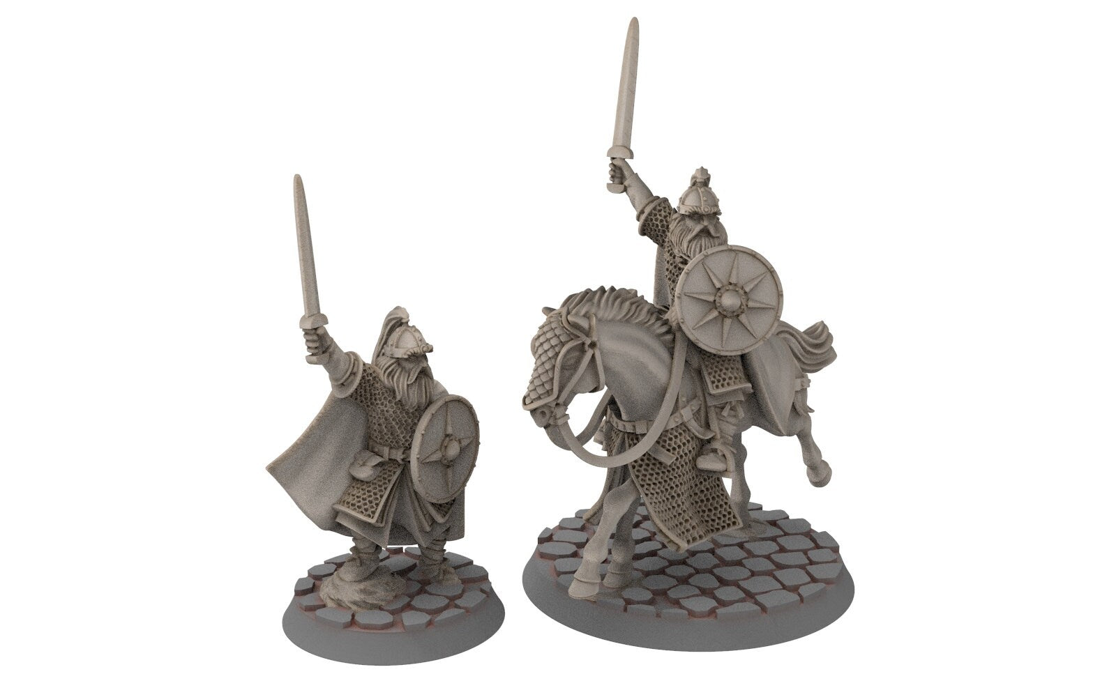 Rohan - Riders of Warhorses King Hrothgar, Knight of Rohan, the Horse-lords, rider of the mark, minis for wargame D&D, Lotr...