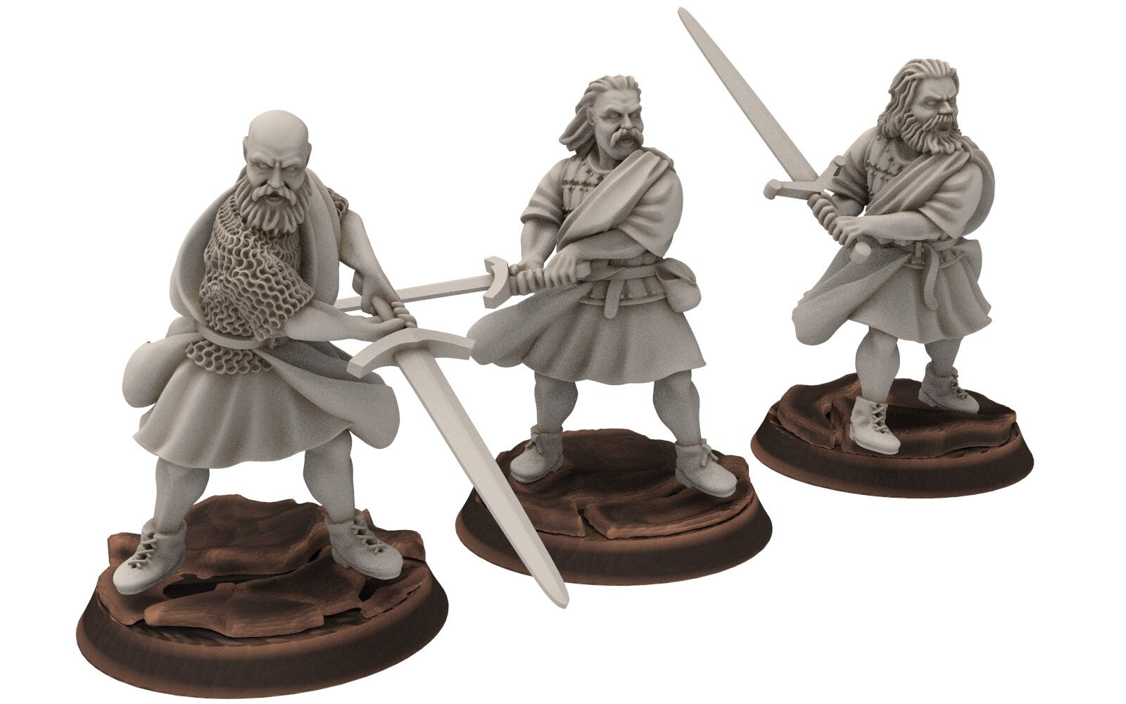 Gandor - Fief levy clan men Warrior Leader highlander, minis for wargame D&D, Lotr...