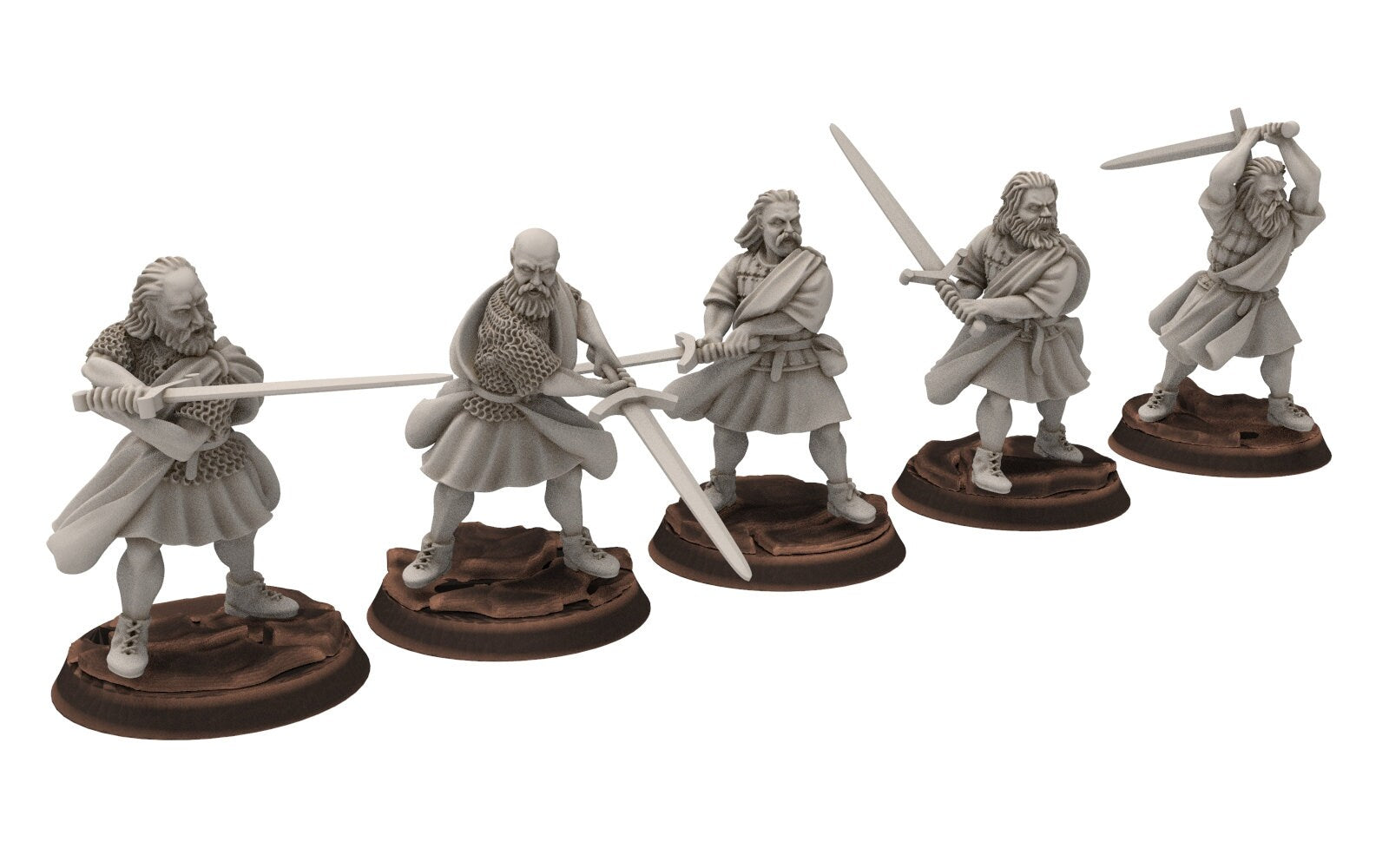 Gandor - Fief levy clansmen Flashing Warrior Leader highlander, minis for wargame D&D, Lotr... Medbury miniatures