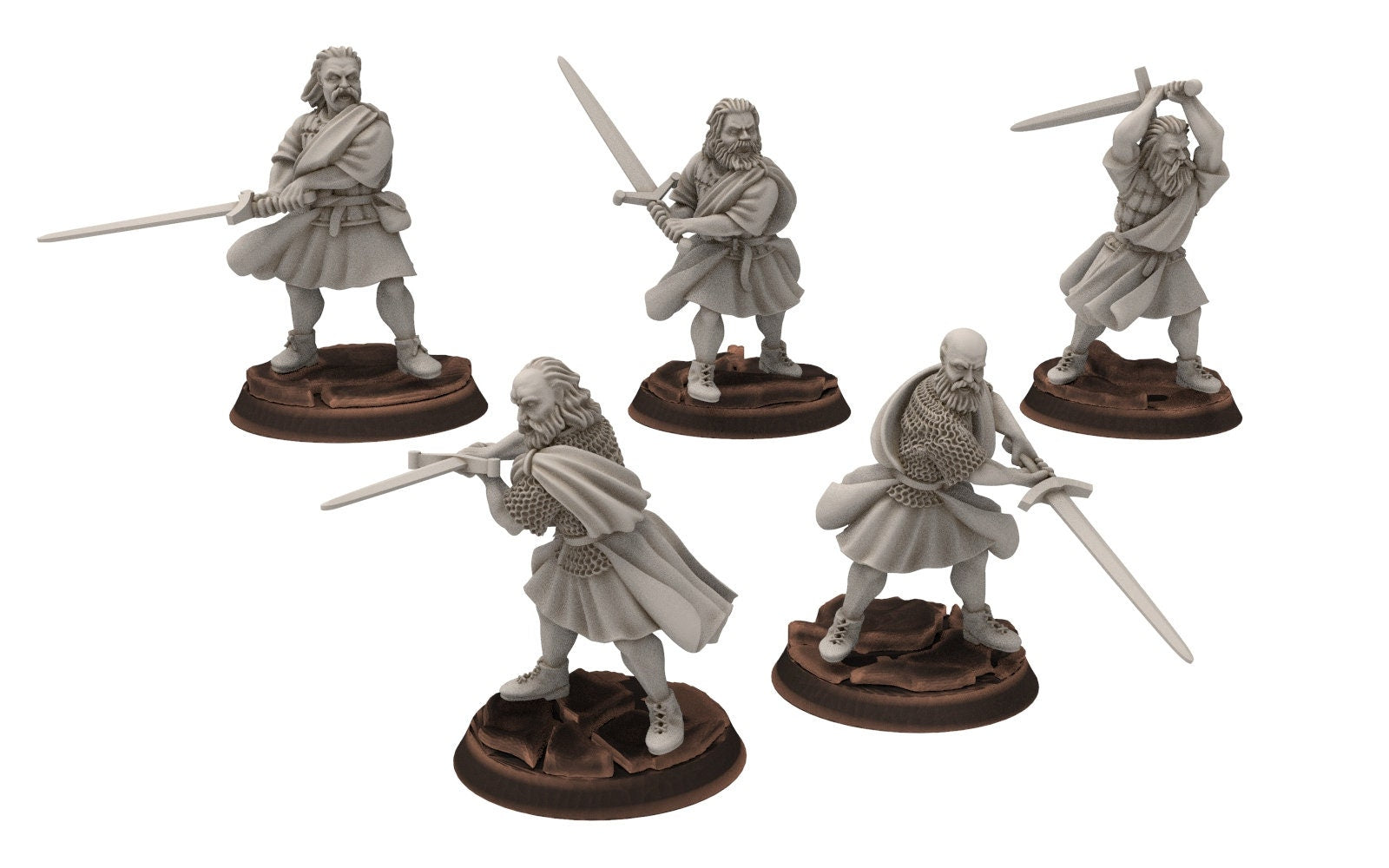 Gandor - Fief levy clan men Warriors highlander, minis for wargame D&D, Lotr...