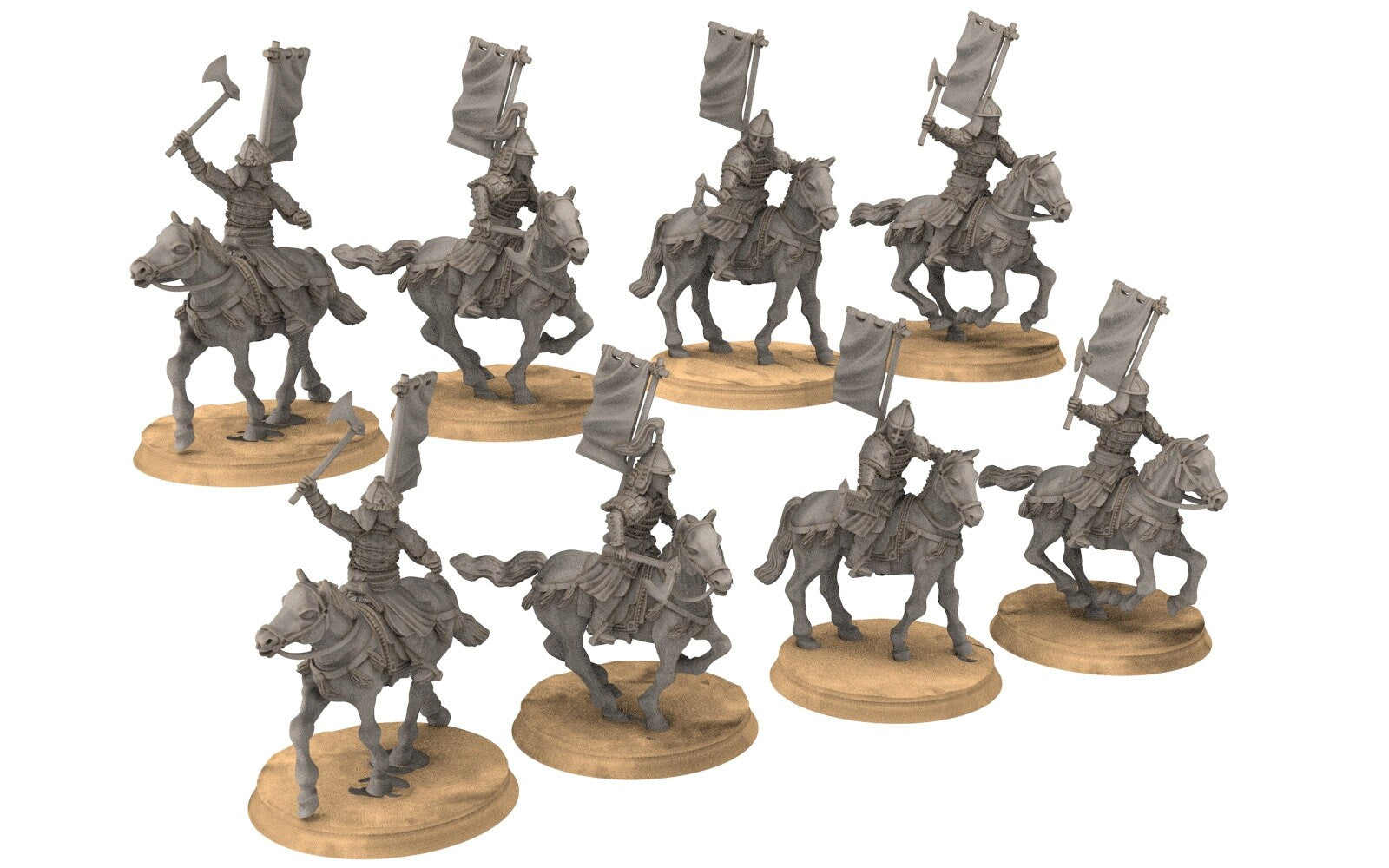 Kandahar - Kheshig heavy mounted Axemen, fell dark lords humans, Kandahar, Khwarezm, oriental, Rhur, miniatures for wargame D&D, Lotr...