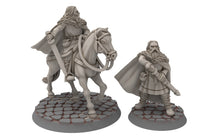 Load image into Gallery viewer, Rohan - Riders of Warhorses King Hrothgar unarmoured, Knight of Rohan, the Horse-lords, rider of the mark, minis for wargame D&amp;D, Lotr...
