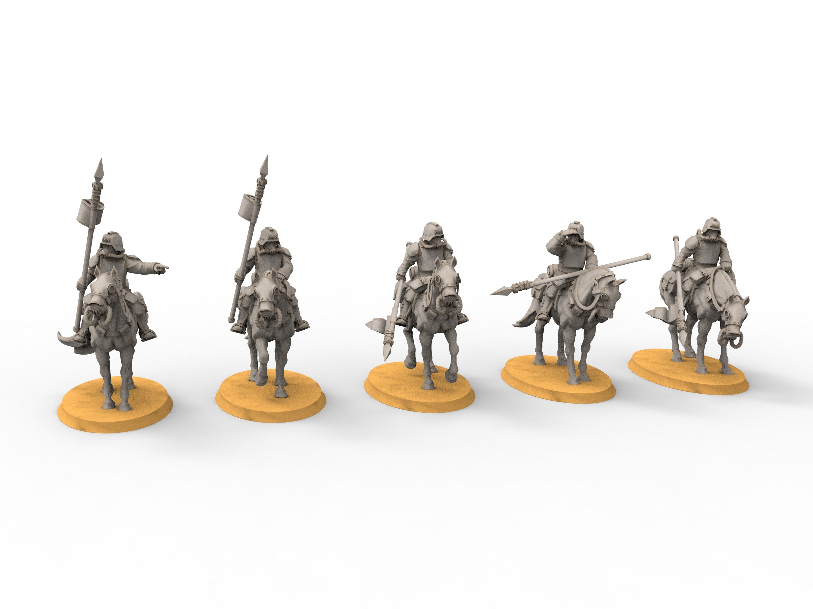 Grimguard - Cavalry with Spears, empire post apocalyptic, usable for tabletop wargames