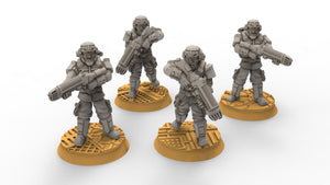 Rundsgaard - Main Troops Heavy Weapons, imperial infantry, post apocalyptic empire, usable for tabletop wargame.