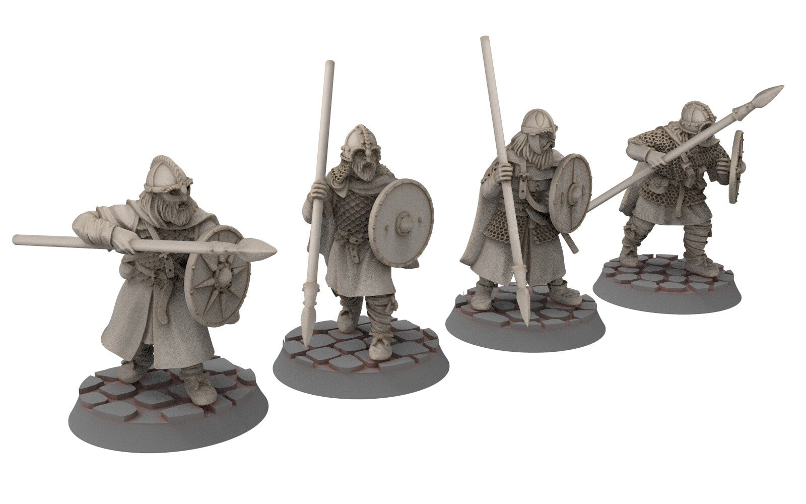 Wildmen - Wildmen heavy infantry with spears, Dun warriors warband, Middle rings miniatures for wargame D&D, Lotr... Medbury miniatures