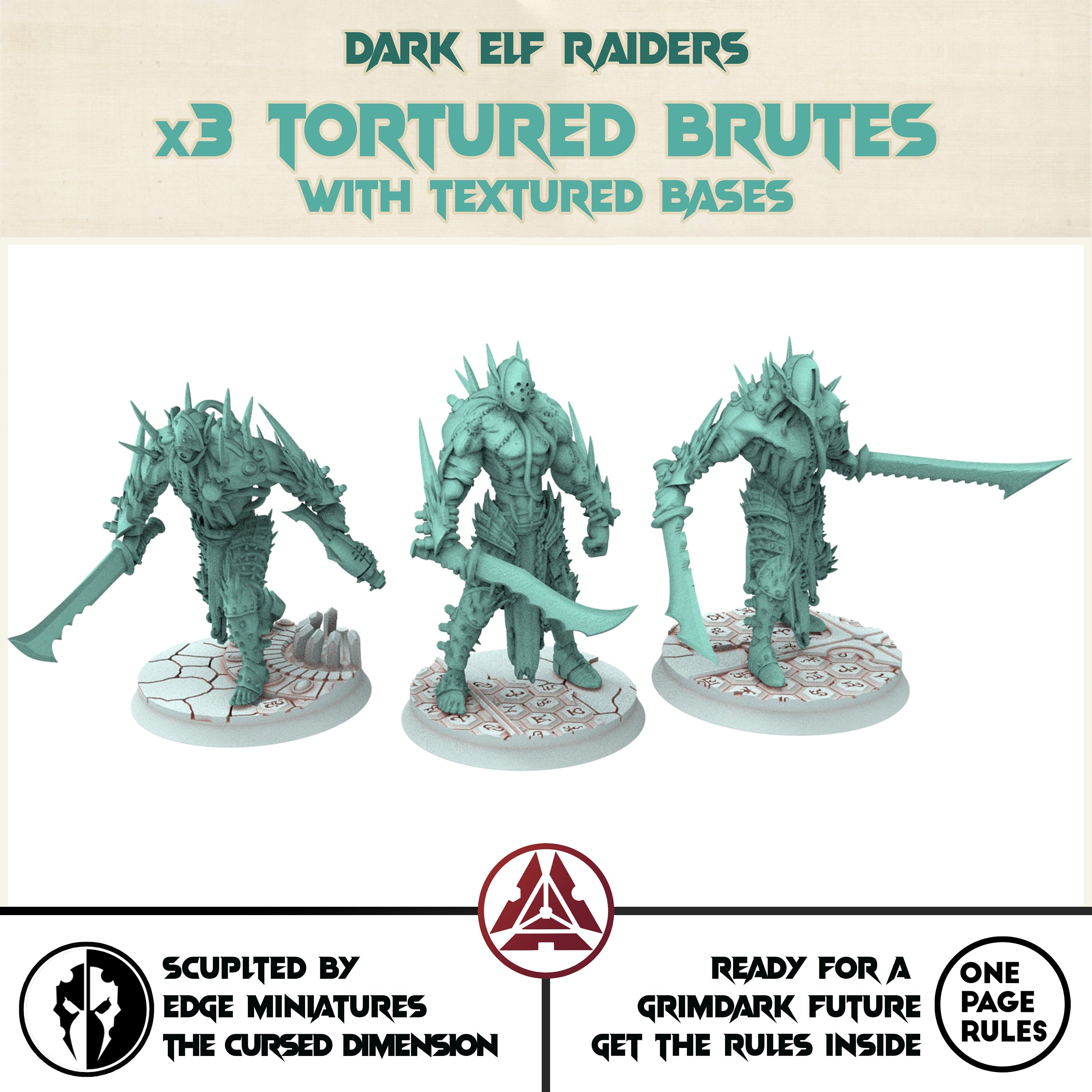 Dark city - Tortured Brutes, grotesque abominations, Modular convertible 3D printed miniatures Dark eldar drow