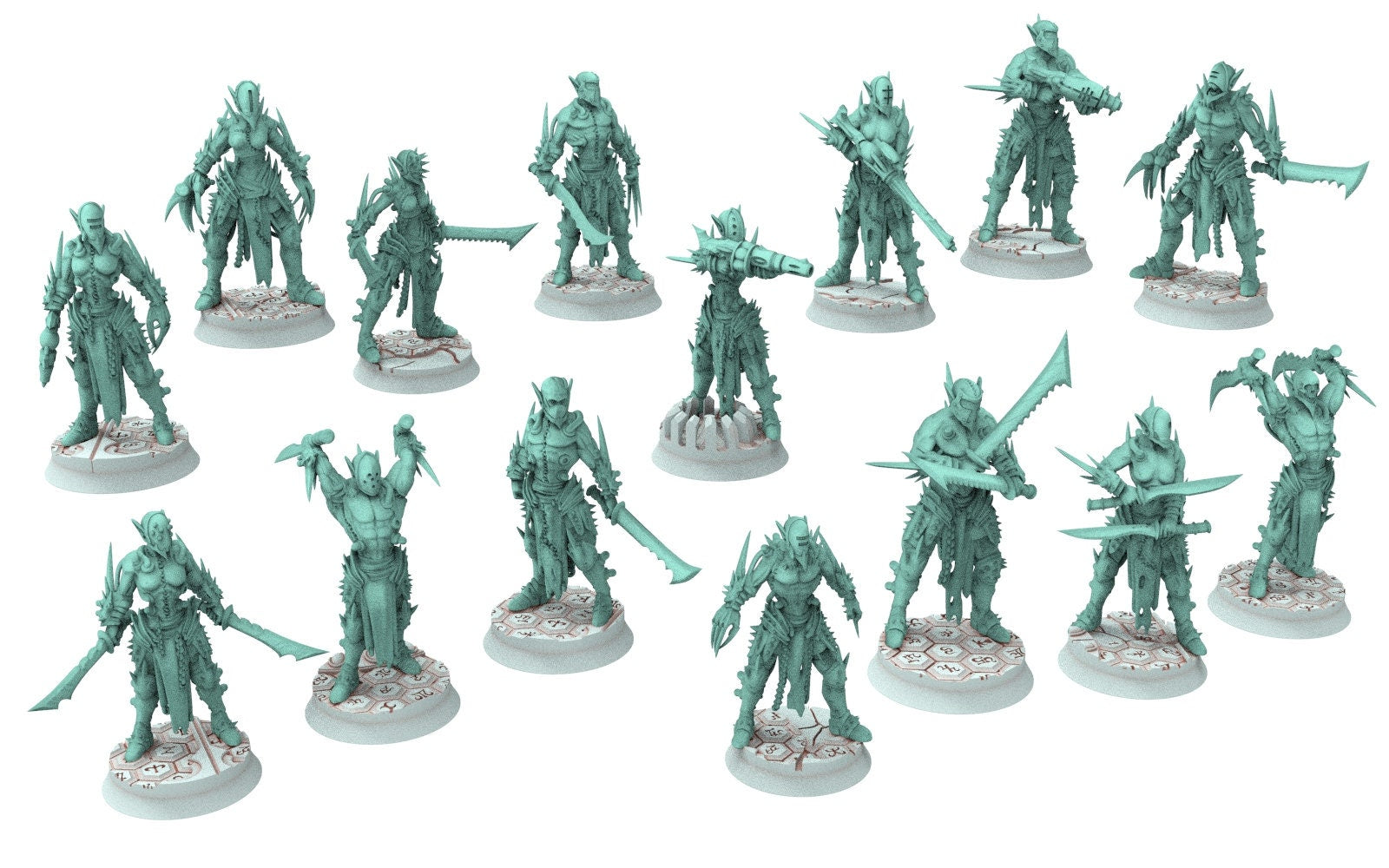 Dark city - Torture Bundle warriors Army Dark elves raiders eldar drow, 450pts Modular convertible 3D printed miniatures