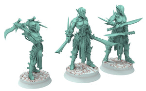 Dark city - x15 Tortured warriors Dark elves raiders eldar drow, Modular convertible 3D printed miniatures