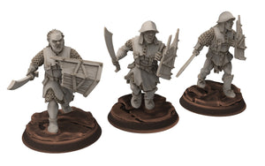 Orcs horde - Orc Armoured Scouts with Swords, Orc warriors warband, Middle rings miniatures for wargame D&D, Lotr... Medbury miniatures