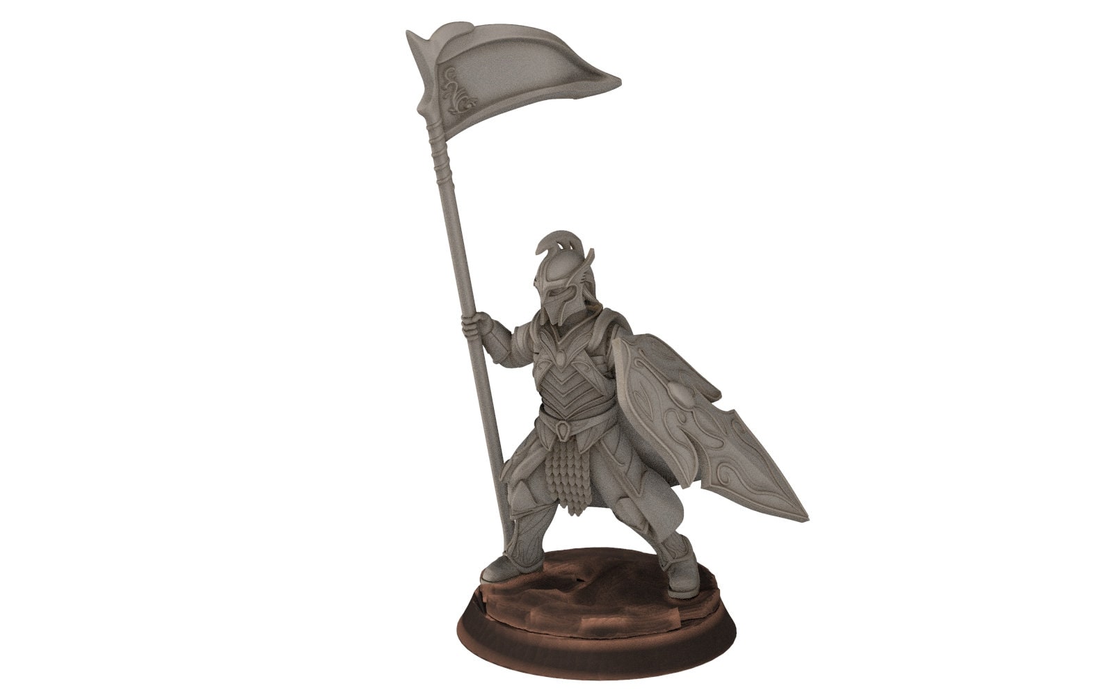 Rivandall - Captain and banner, Last Hight elves from the West, Middle rings miniatures pour wargame D&D, SDA... Quatermaster3D miniatures