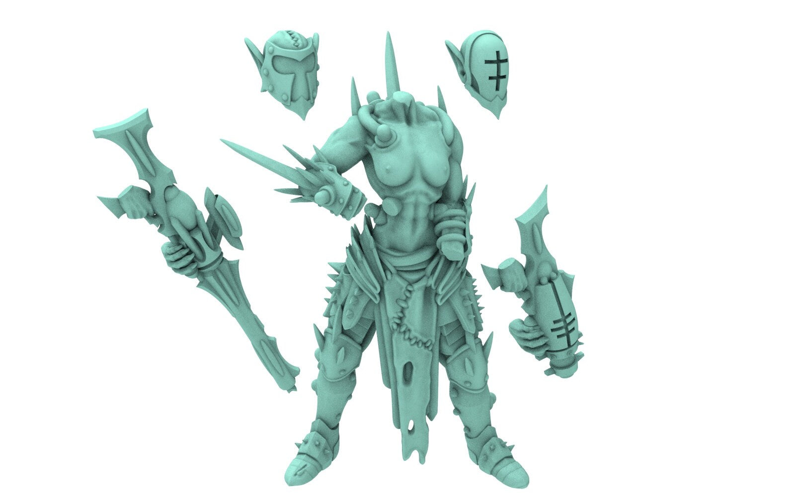 Dark city - x15 Tortured warriors Dark elves raiders eldar drow, Modular convertible 3D printed miniatures