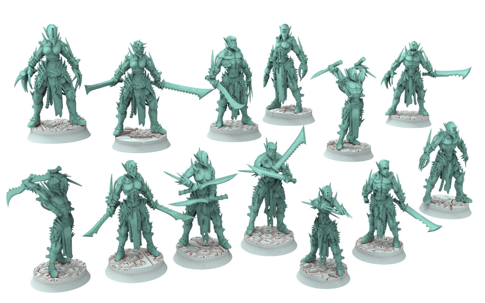 Dark city - Torture Bundle warriors Army Dark elves raiders eldar drow, 450pts Modular convertible 3D printed miniatures