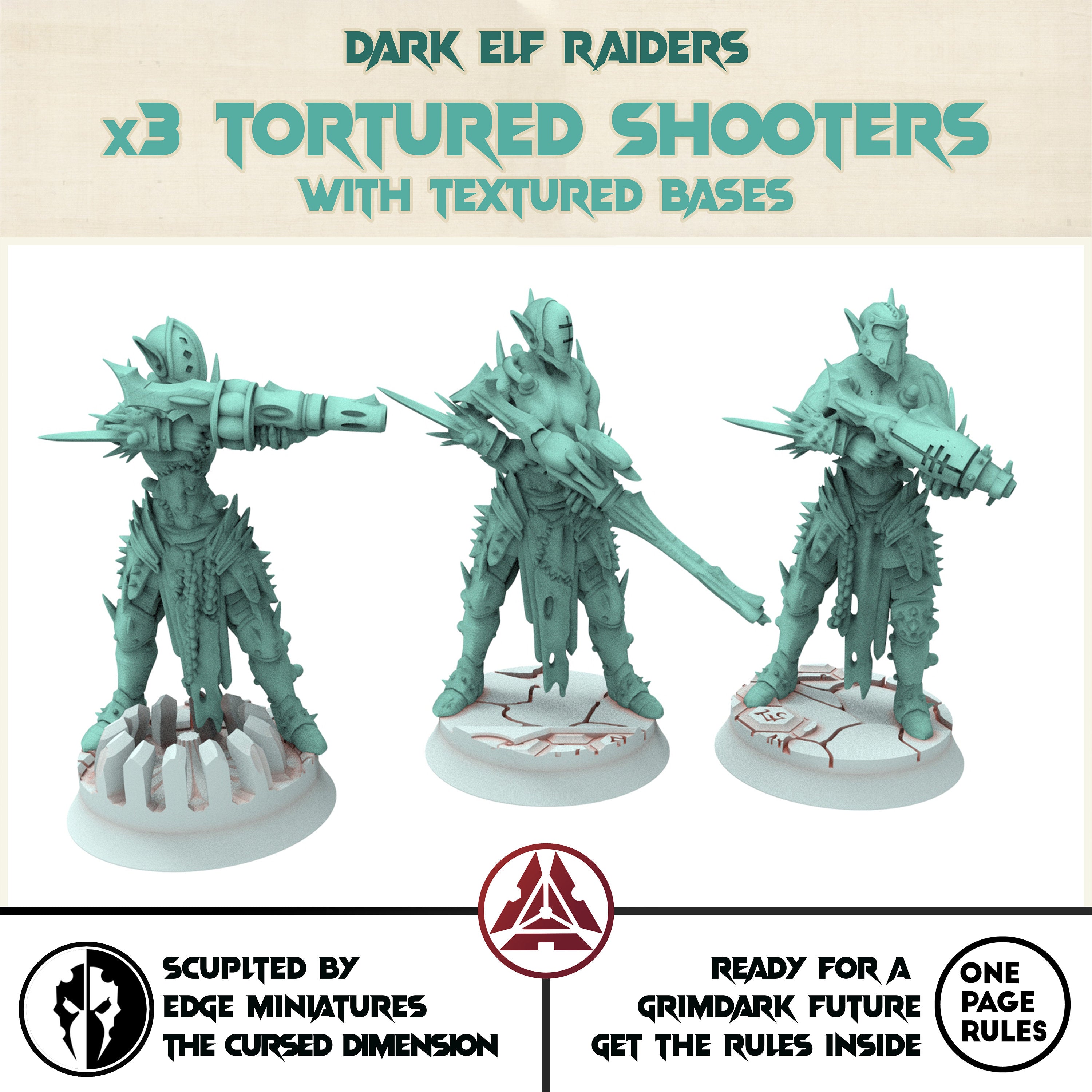 Dark city - x3 Tortured Shooters warriors Dark elves raiders eldar drow, Modular convertible 3D printed miniatures