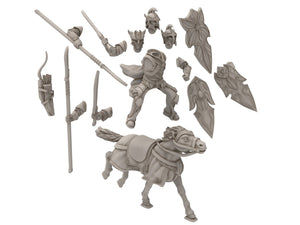 Darkwood - Armoured Wood elves Cavalry, Middle rings for wargame D&D, Lotr... Personnalisable Modular convertible miniatures Quatermaster3D
