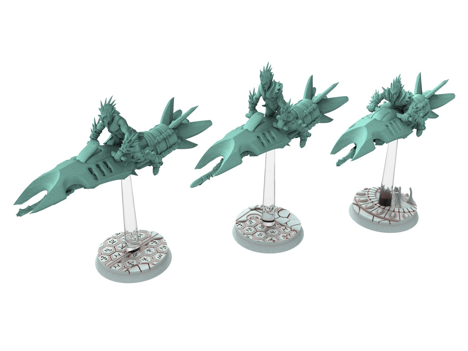 Dark city - x4 Jetbike riders arena cult warriors Dark elves raiders eldar drow, Modular convertible 3D printed miniatures