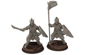 Rivandall - Captain and banner, Last Hight elves from the West, Middle rings miniatures pour wargame D&D, SDA... Quatermaster3D miniatures