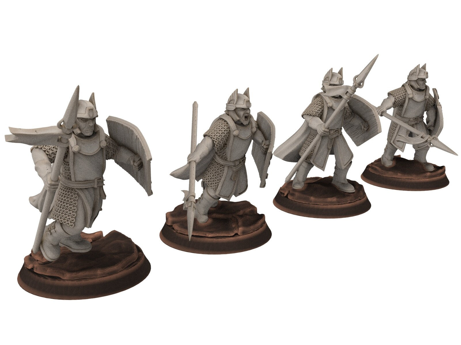 Gandor - Old Spearmen men at arms warriors of the west hight humans, minis for wargame D&D, Lotr... Quatermaster3D miniatures