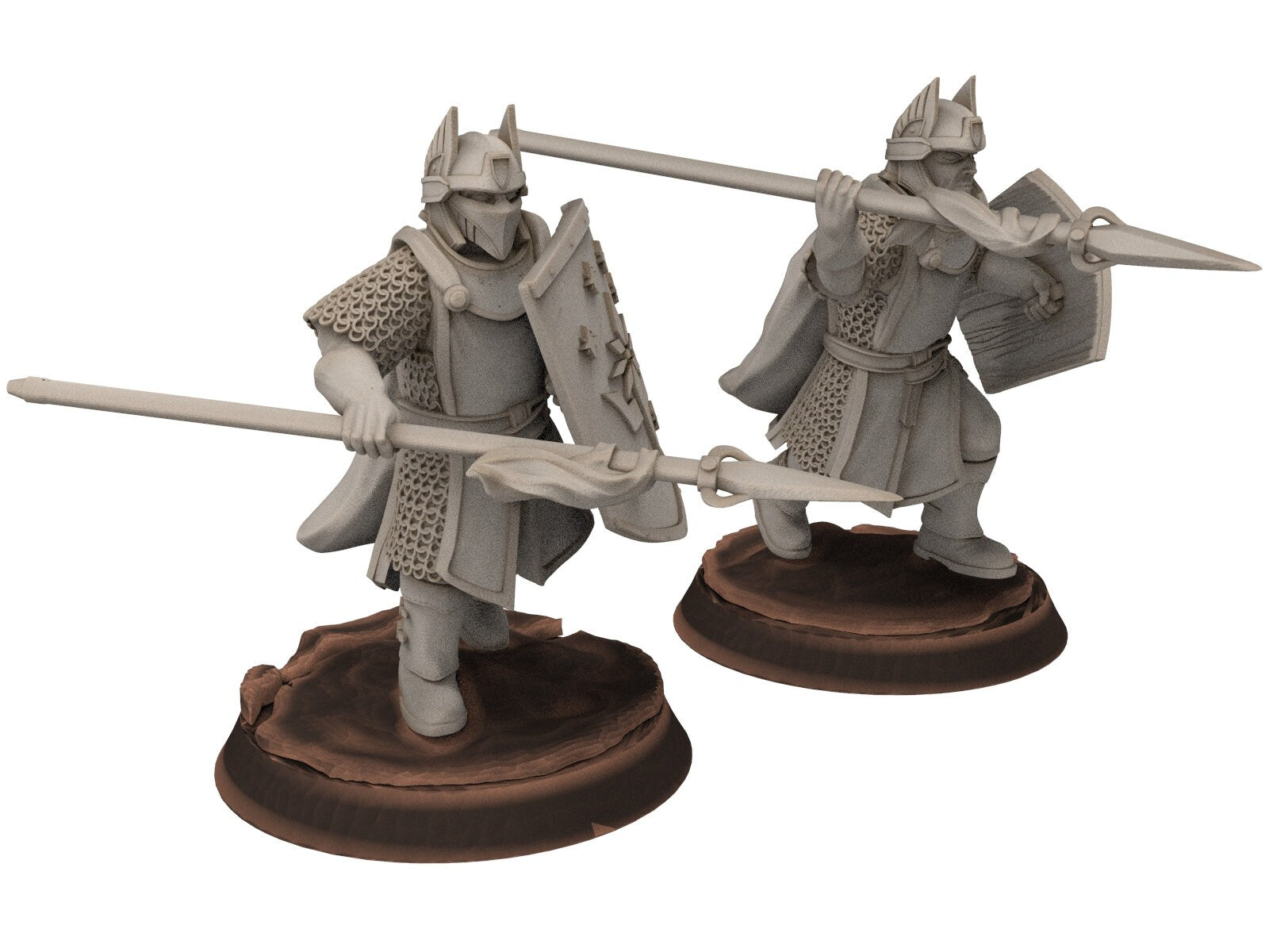 Gandor - Old Spearmen men at arms warriors of the west hight humans, minis for wargame D&D, Lotr... Quatermaster3D miniatures