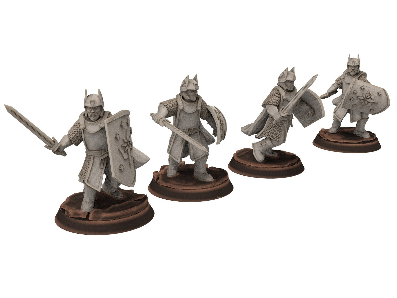 Gandor - Old Swordmen men at arms warriors of the west hight humans, minis for wargame D&D, Lotr... Quatermaster3D miniatures