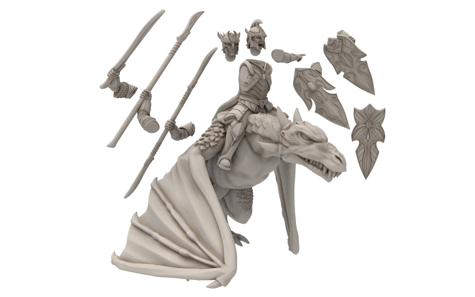 Darkwood - Elite Wyvern riders halberd, Middle rings for wargame D&D, Lotr... Personnalisable Modular convertible miniatures Quatermaster3D