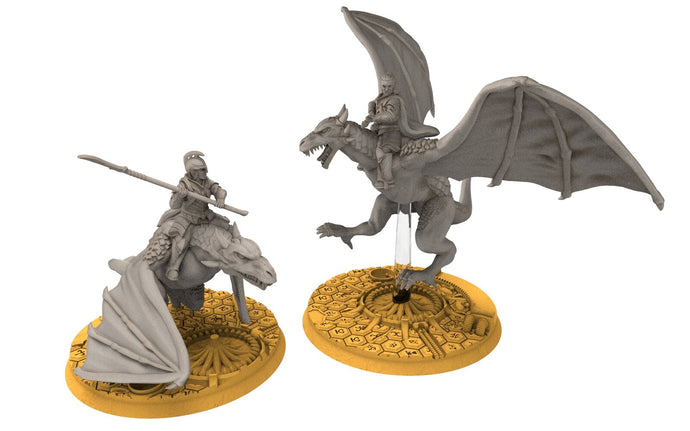 Darkwood - Wyvern riders wih spears, Middle rings for wargame D&D, Lotr... Personnalisable Modular convertible miniatures Quatermaster3D