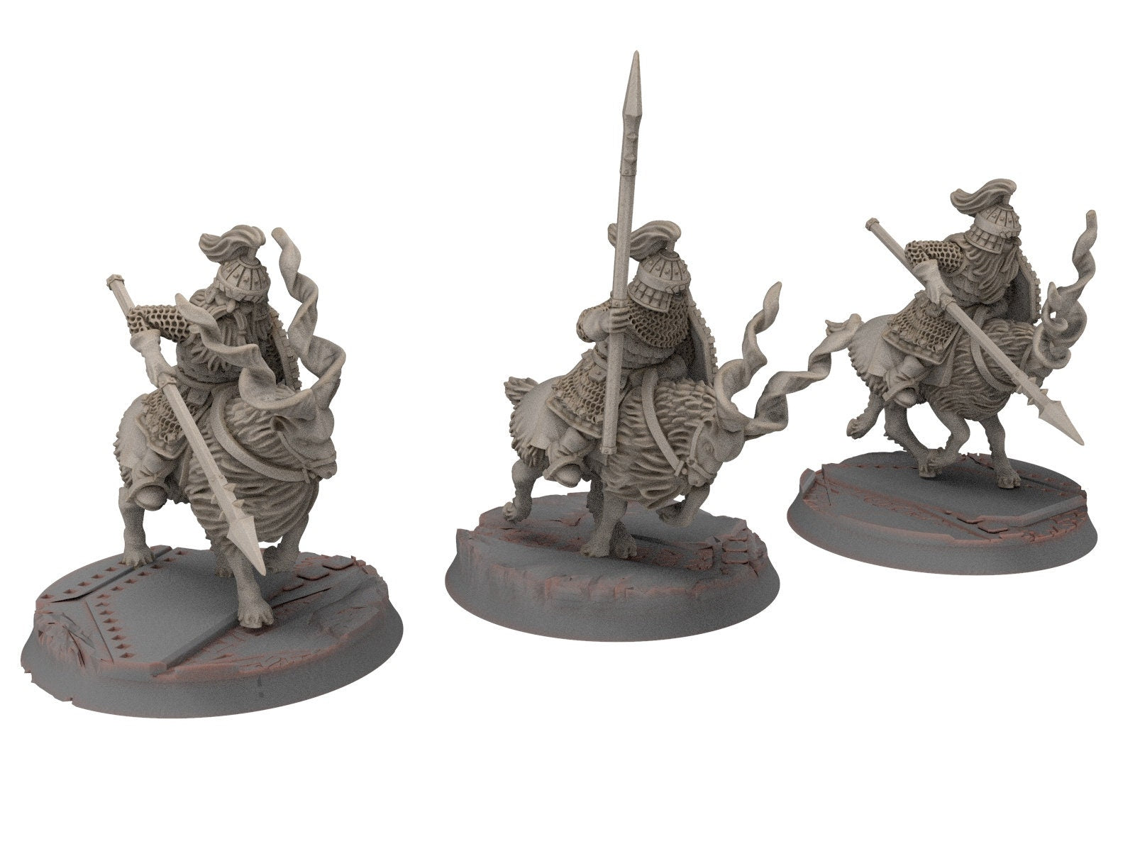 Dwarves - Mountain Goat Riders with spears shield, The Dwarfs of The Mountains, for Lotr, modular customisable posable Medbury miniatures